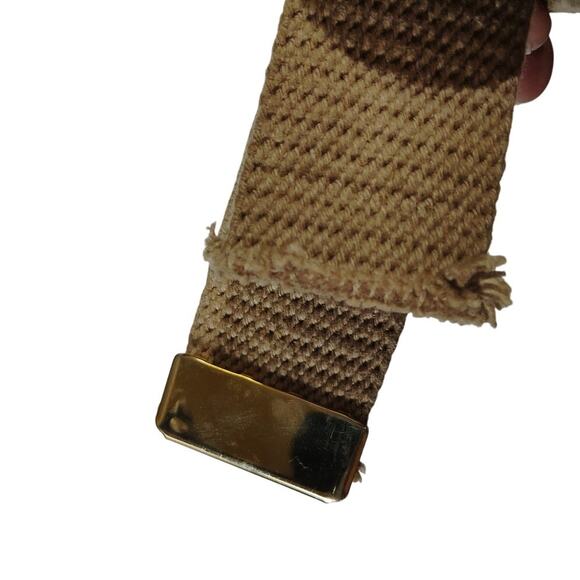 39" x 1-1/4" Khaki Web Belt – No Buckle, Brass Keeper End, EUC - Picture 4 of 4